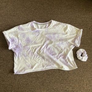 Pastel purple tie dyed crop top w/ scrunchie